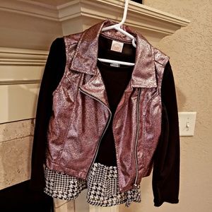 Girls Metallic Pink Vest with Black Top